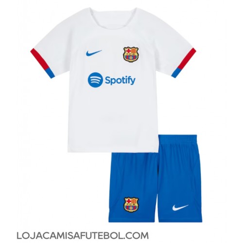 Camisa de Futebol Barcelona Equipamento Secundário Infantil 2023-24 Manga Curta (+ Calças curtas)